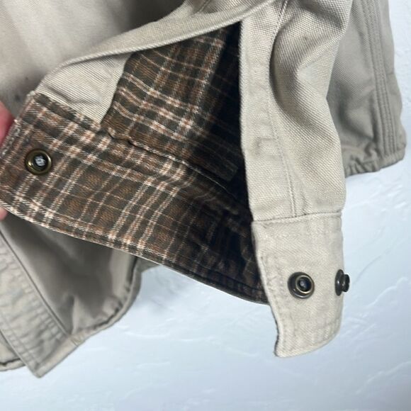 🔥🔥 Vintage CARHARTT Denim Blanket Lined Full Snap Jacket - Beige - XLT - EUC - Picture 4 of 15